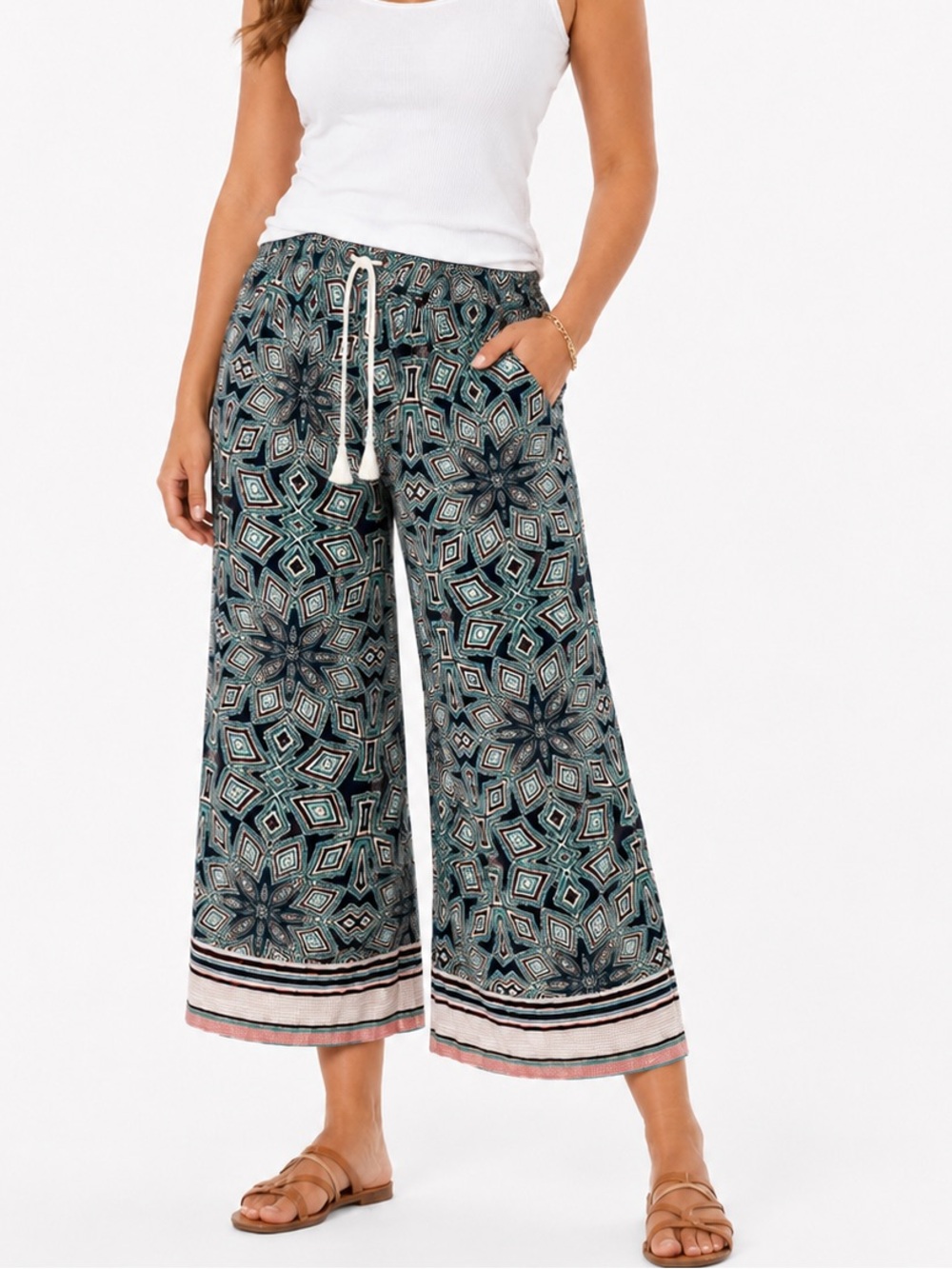 Democracy "Ab"leisure Wide-Leg Pull-On Pants Large capri length